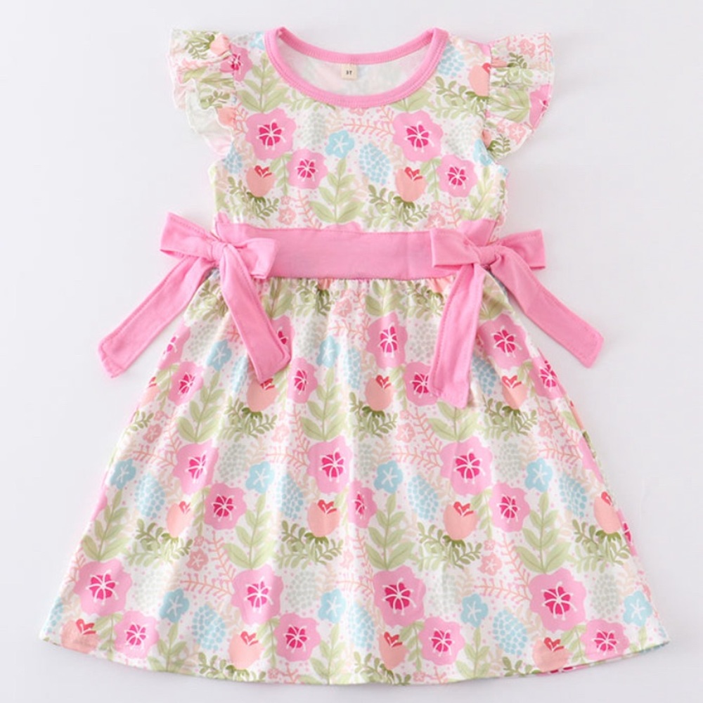 Girls Floral Easter Dress New Boutique 2T 3T 4 5 6 7 8 pink